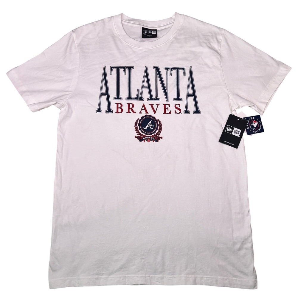 New Era Atlanta Braves T-Shirt Mens Large White MLB Graphic Short Sleeve Tee NWT